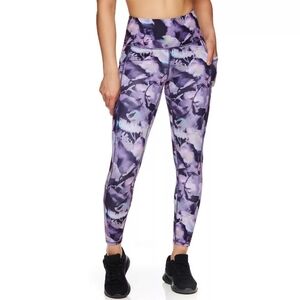 Gaiam Om High-Waisted 7/8 Pocket Leggings | Purple Tie Dye | S